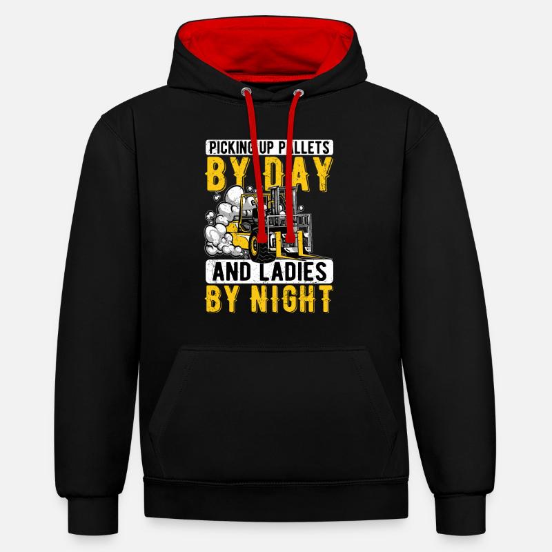 Staplerfahrer Gabelstapler Gabelstaplerfahrer - Kontrast-Hoodie - Schwarz/Rot