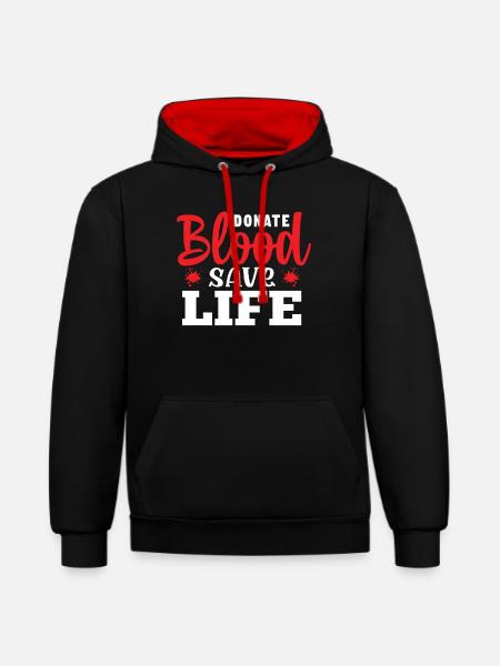 Blutspende Blutspenden Blutspender - Kontrast-Hoodie - Schwarz/Rot