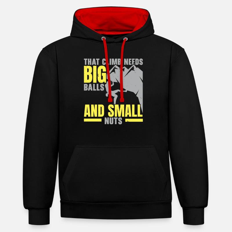 Boulderer Rock Climber Alpinistes Bloc - Sweat à capuche contrasté - noir/rouge