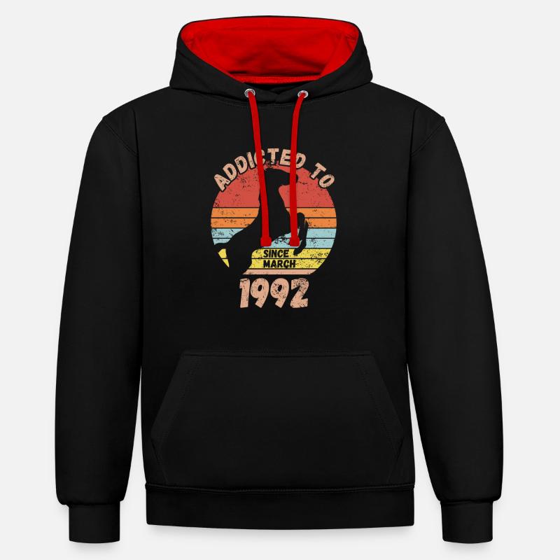 Anniversaire Équitation Mars 1992 - Sweat à capuche contrasté - noir/rouge