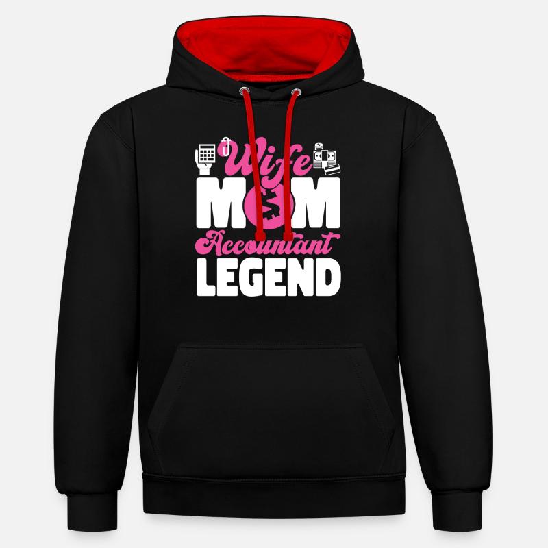 Comptable Comptable Comptable - Sweat à capuche contrasté - noir/rouge