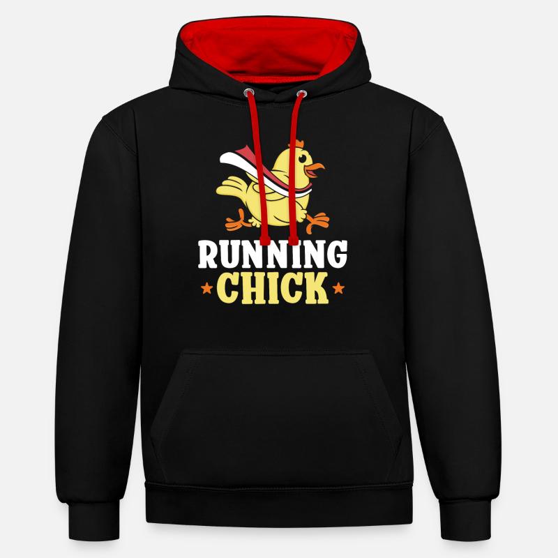 Running Runner Semi-Marathon - Sweat à capuche contrasté - noir/rouge