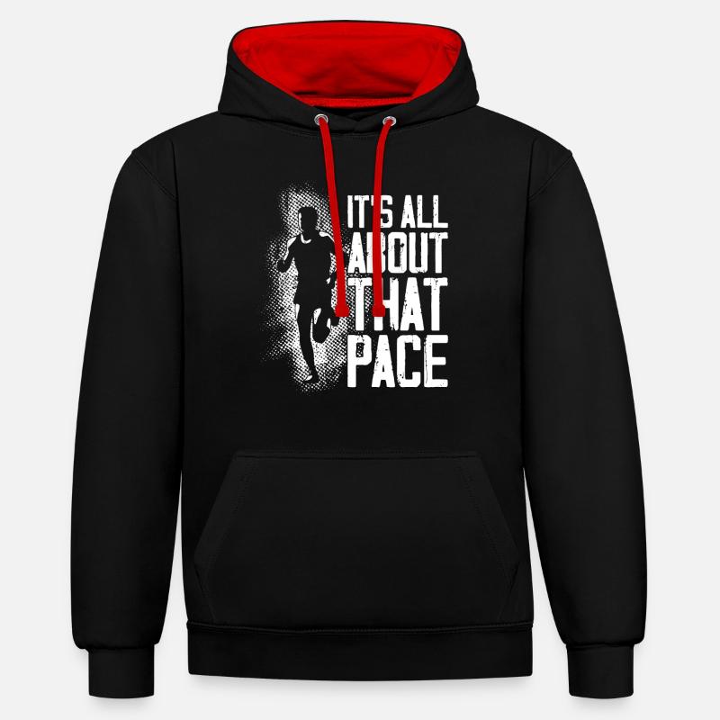 Running Runner Semi-Marathon - Sweat à capuche contrasté - noir/rouge