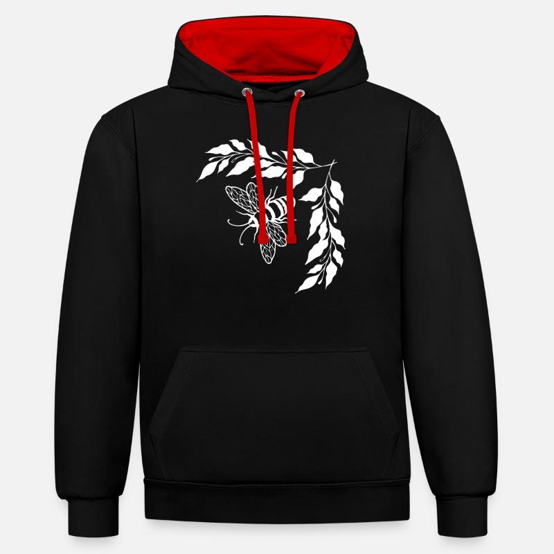Abeille - Sweat à capuche contrasté - noir/rouge