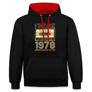 Novembre né en 1978 Cadeau du 44e anniversaire - Sweat à capuche contrasté - noir/rouge - Devant - Anna (173cm) & Nico (186cm)