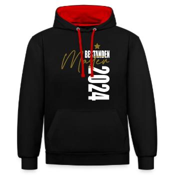 Master 2024 - Kontrast-Hoodie - Schwarz/Rot - Vorne - Anna (173cm) & Nico (186cm)