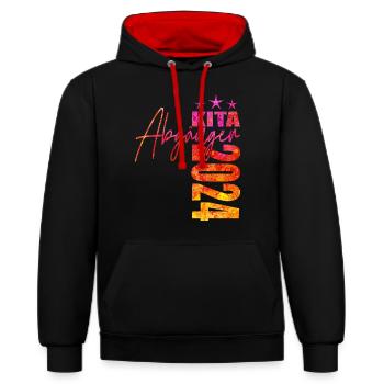 Kita Abgänger 2024 - Kontrast-Hoodie - Schwarz/Rot - Vorne - Anna (173cm) & Nico (186cm)
