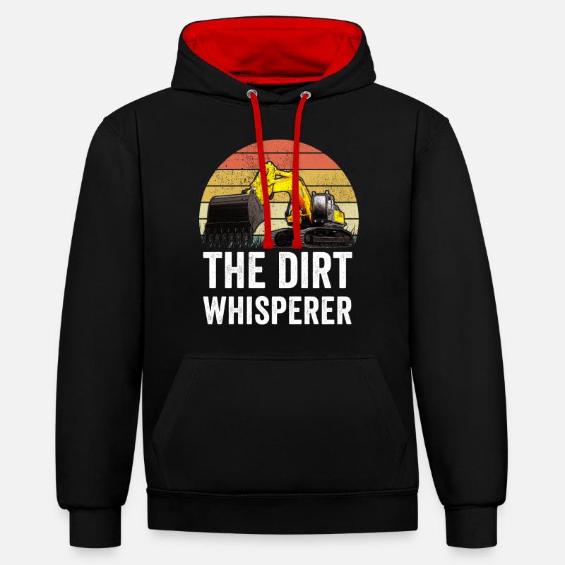 Baggerfahrer Bauarbeiter Bagger - Kontrast-Hoodie - Schwarz/Rot