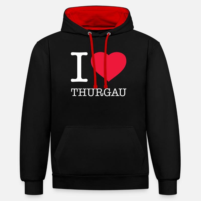 J’AIME LA THURGOVIE - Sweat à capuche contrasté - noir/rouge