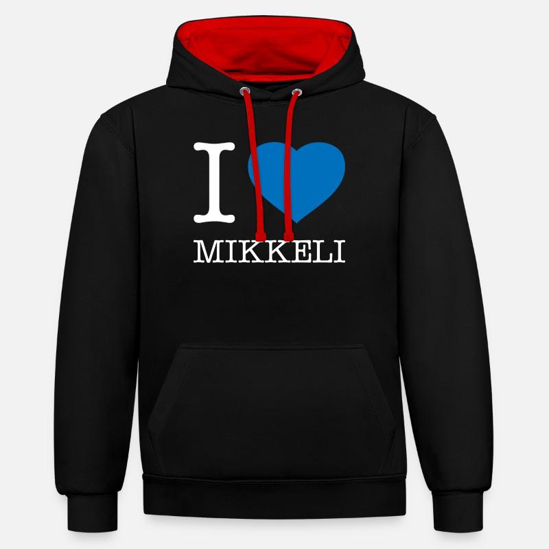 J’adore Mikkeli - Sweat à capuche contrasté - noir/rouge