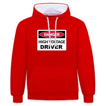 HIGH VOLTAGE Driver - Contrast hoodie - red/white - Front - Liana (172cm) & Jaron (178cm)