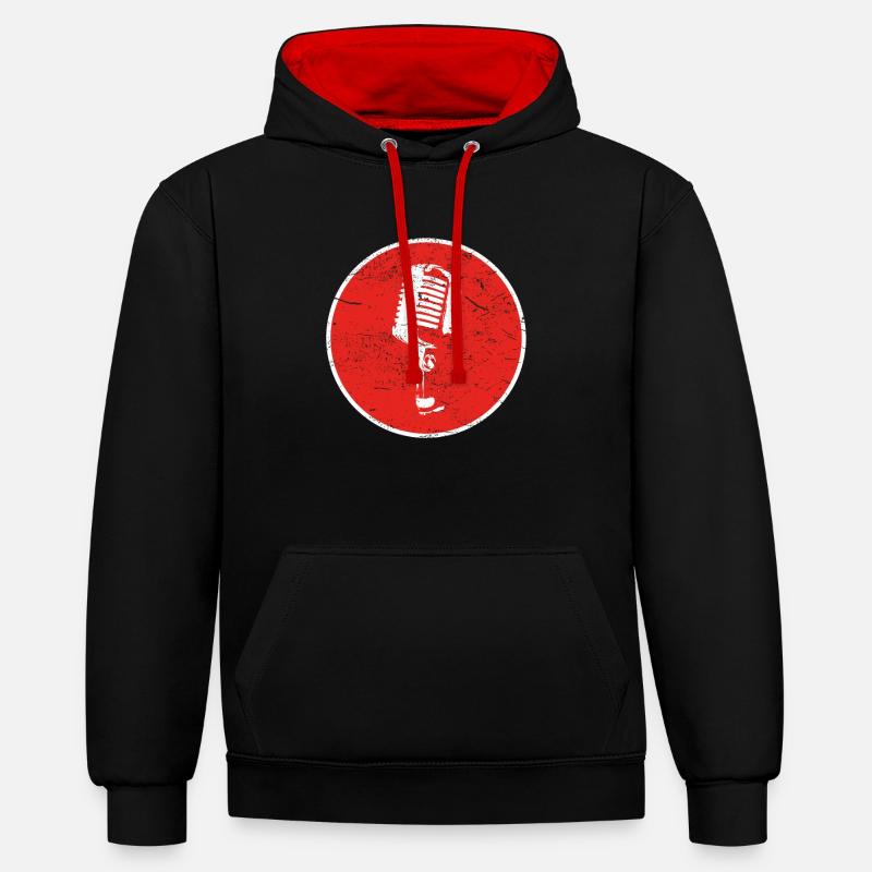Geschenk MIKROFON MICROFON MIC - Kontrast-Hoodie - Schwarz/Rot
