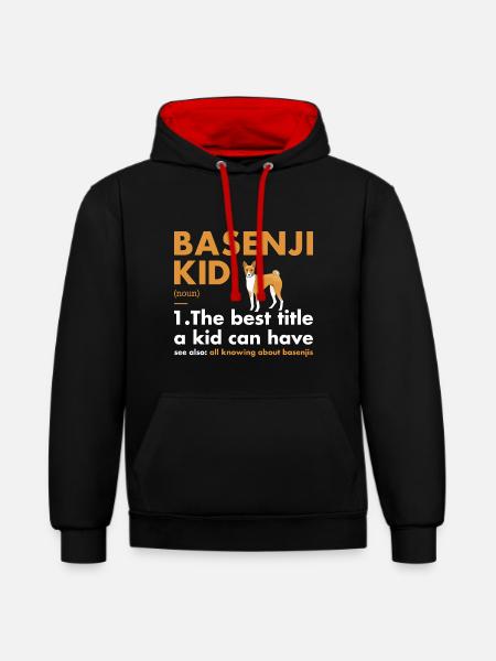 Dog Basenji Kid Definition - Contrast hoodie - black/red