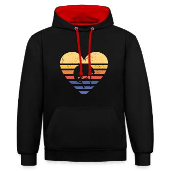Sport Retro Sunset Heart Roller Derby - Sweat à capuche contrasté - noir/rouge - Devant - Anna (173cm) & Nico (186cm)