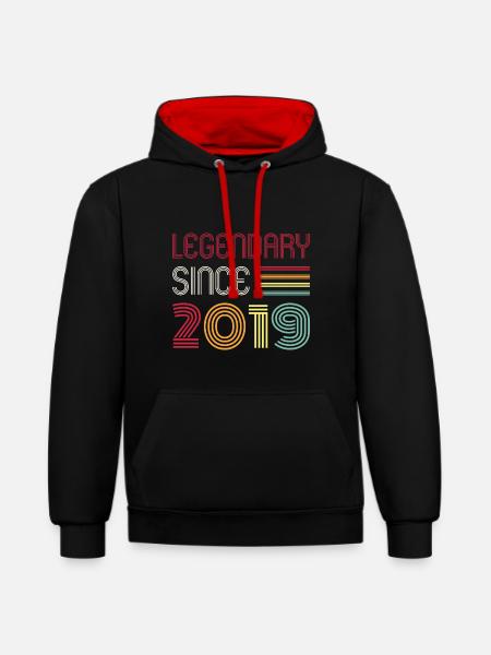 Birthday Legendary Since 2019 - Contrast hoodie - black/red