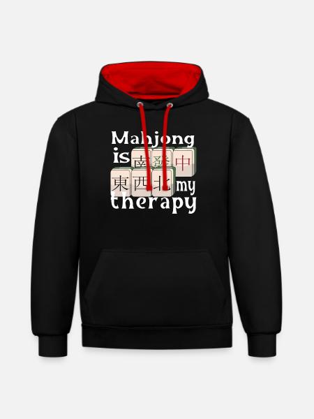 Mahjong Is My Therapy - Mahjong - Contrast hoodie - black/red