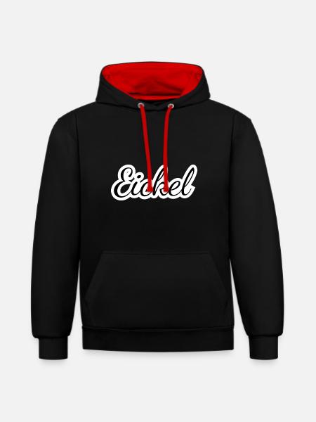 Eickel - Textdesign mit Stadtnamen - Kontrast-Hoodie - Schwarz/Rot