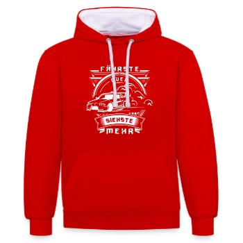 Fährste quer, siehste mehr! - Kontrast-Hoodie - Rot/Weiß - Vorne - Liana (172cm) & Jaron (178cm)