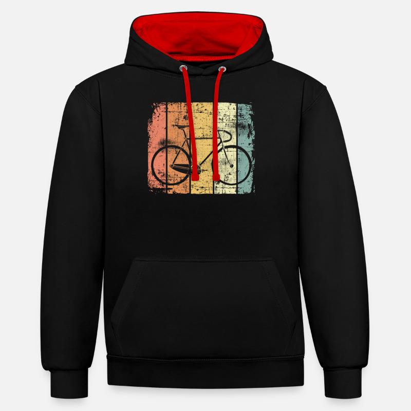 Vélo de course - Sweat à capuche contrasté - noir/rouge