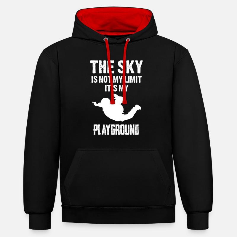 Skydive Fallschirmspringen Geschenkidee - Kontrast-Hoodie - Schwarz/Rot