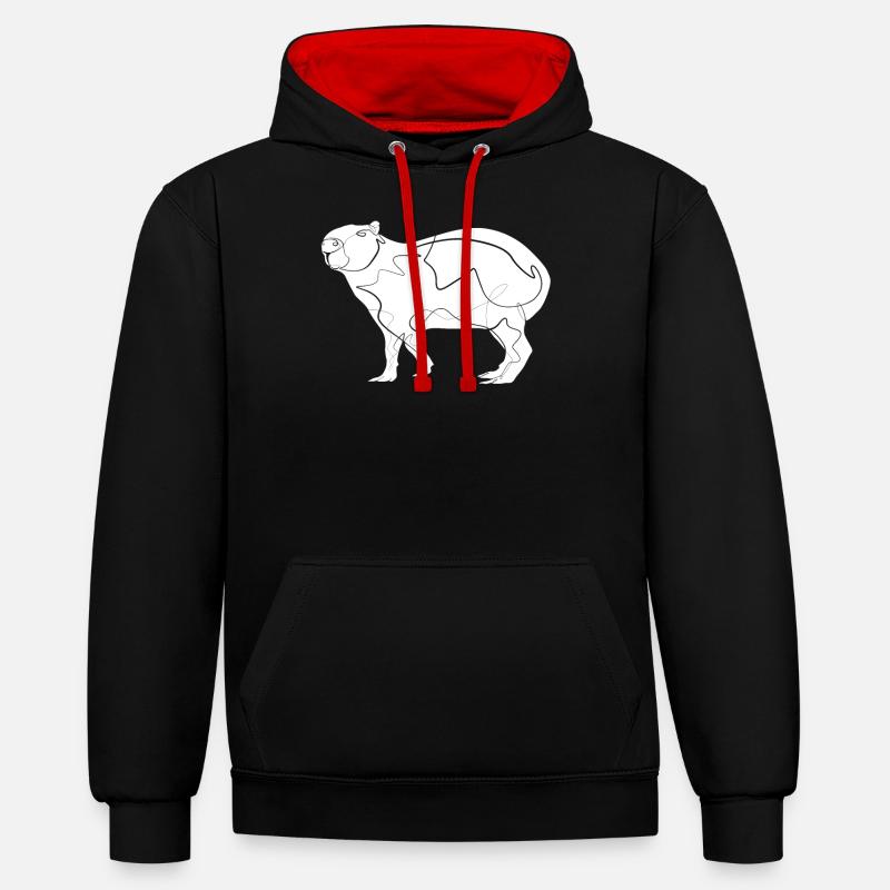 Capybara - Sweat à capuche contrasté - noir/rouge