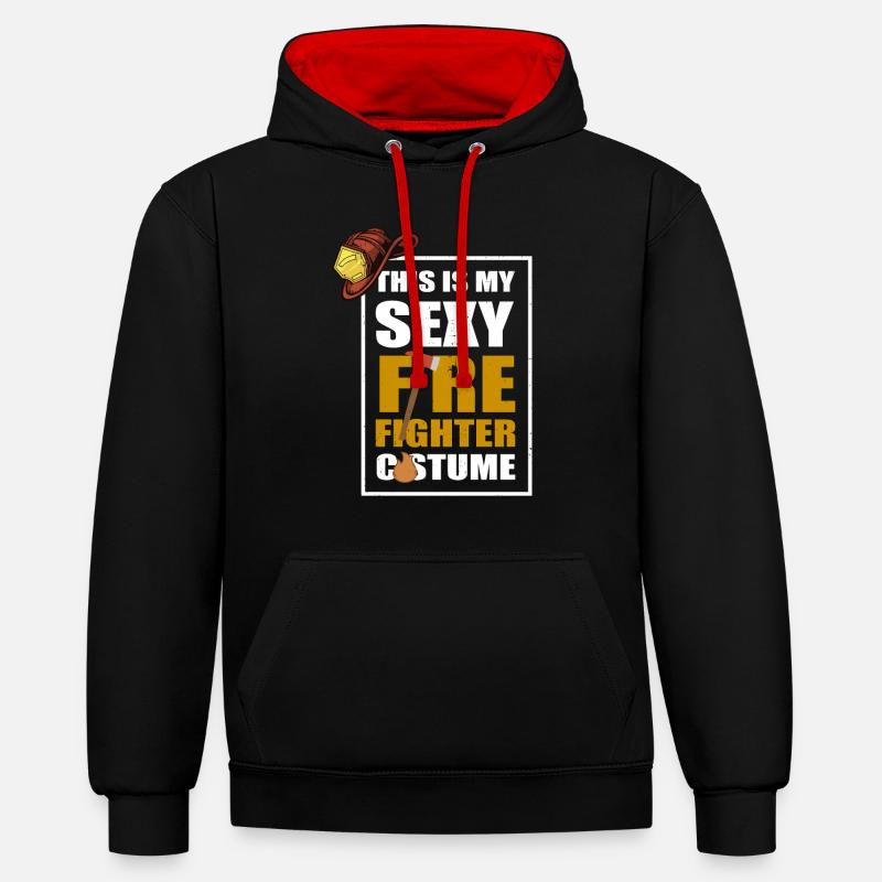 Costume de héros de pompiers - Sweat à capuche contrasté - noir/rouge