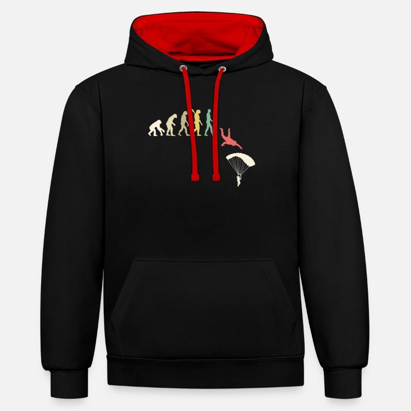 Skydive Evolution - Kontrast-Hoodie - Schwarz/Rot