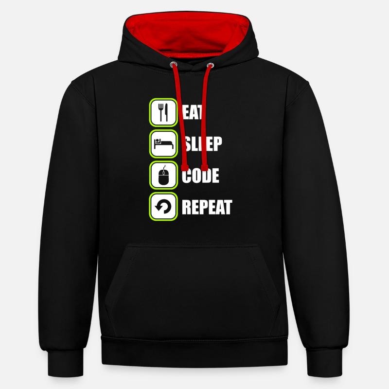 Prgrammierer Programmiererin Programmieren Code - Kontrast-Hoodie - Schwarz/Rot