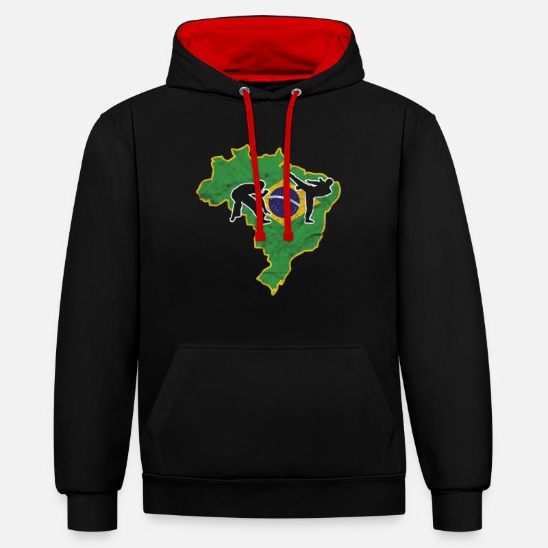 Capoeira Brésil - Sweat à capuche contrasté - noir/rouge