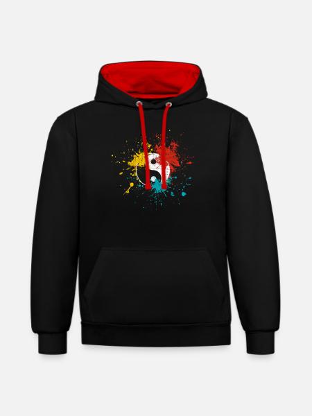 Yin Yang - Contrast hoodie - black/red