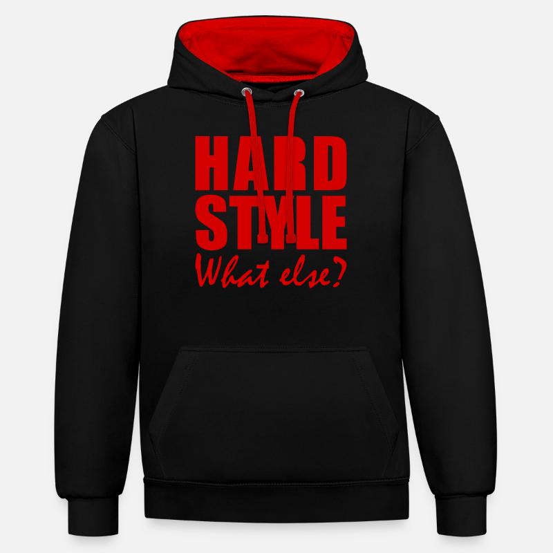HARDSTYLE - What else? - Kontrast-Hoodie - Schwarz/Rot