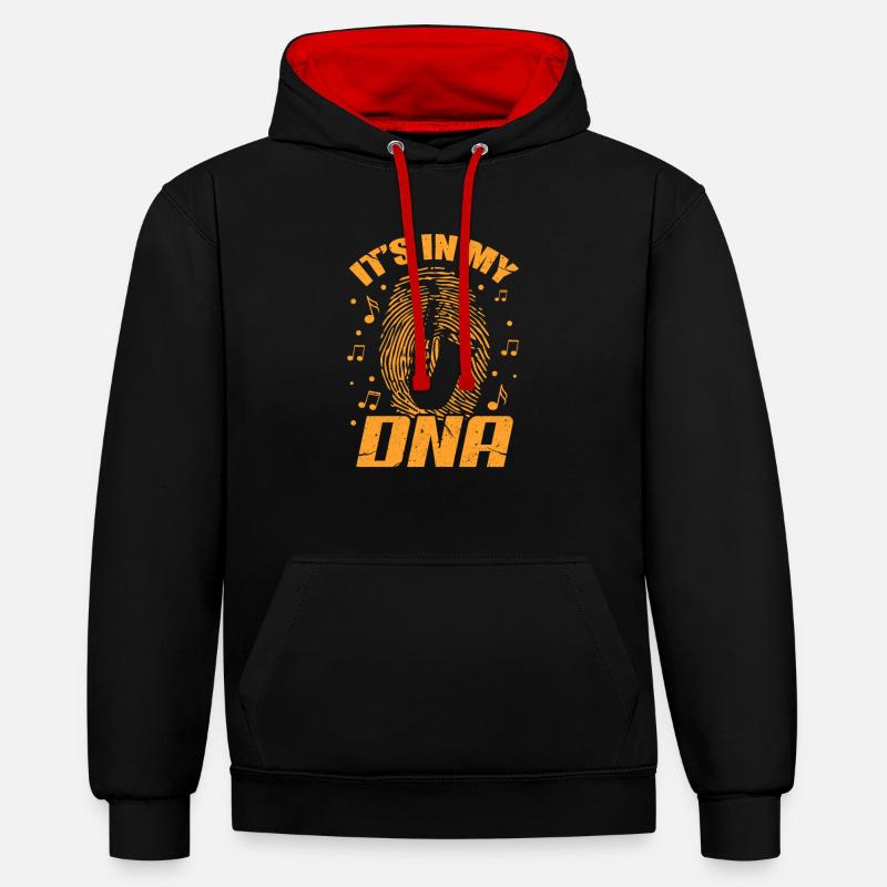 ADN de saxophone - Sweat à capuche contrasté - noir/rouge