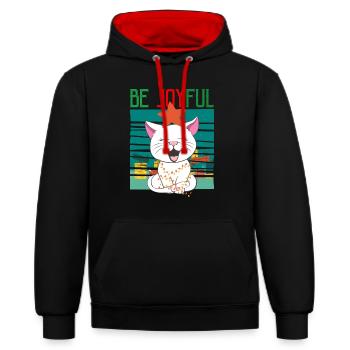 Christmas = be happy - Contrast hoodie - black/red - Front - Anna (173cm) & Nico (186cm)