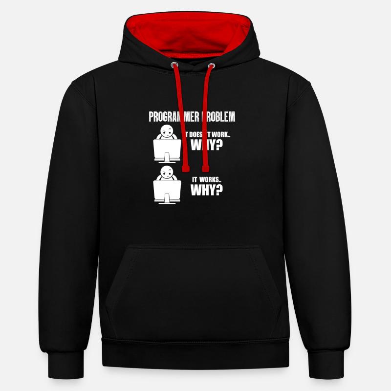 programmeur - Sweat à capuche contrasté - noir/rouge
