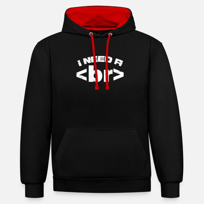 Programmeur - Sweat à capuche contrasté - noir/rouge