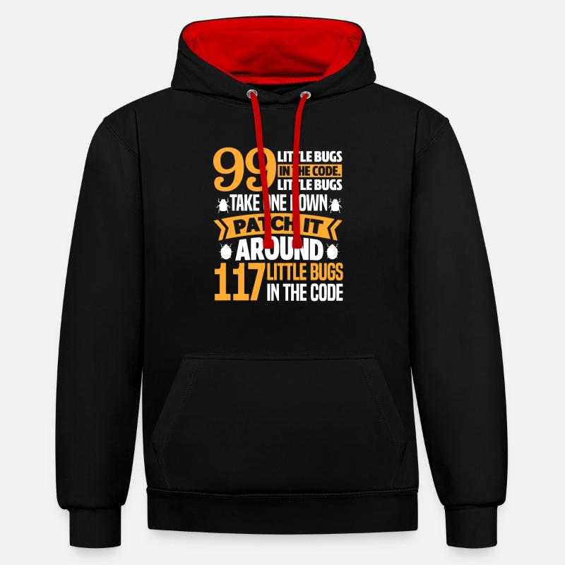 Programmeur code cadeau codeur informatique - Sweat à capuche contrasté - noir/rouge