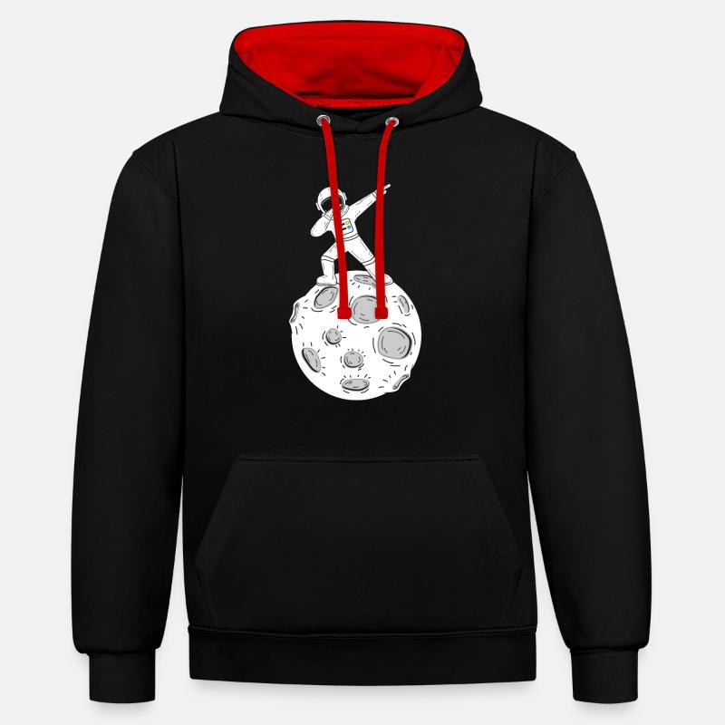 Lune astronaute Dab Dabbing Moon - Sweat à capuche contrasté - noir/rouge