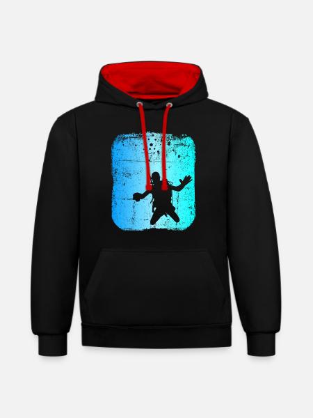 Taucher tauchen Apnoe Sporttaucher Wasser Meer - Kontrast-Hoodie - Schwarz/Rot