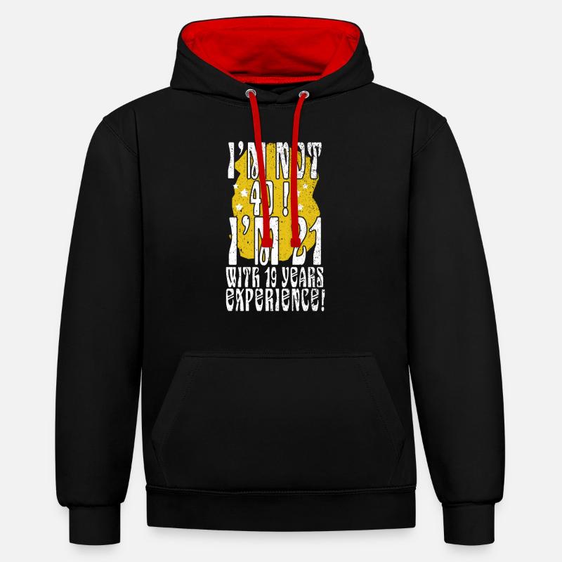 40e anniversaire - Sweat à capuche contrasté - noir/rouge