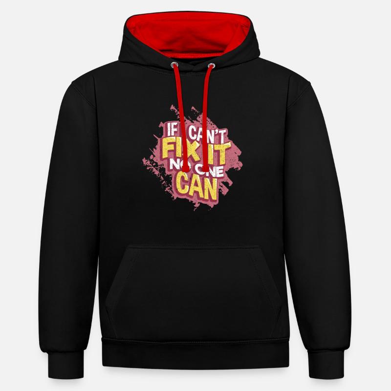 artisan - Sweat à capuche contrasté - noir/rouge