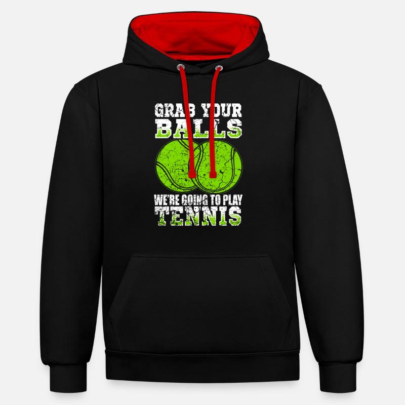 Dire drôle de tennis. - Sweat à capuche contrasté - noir/rouge