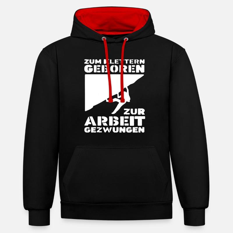 Klettern Kletterer Klettern Klettern Kletterer - Kontrast-Hoodie - Schwarz/Rot