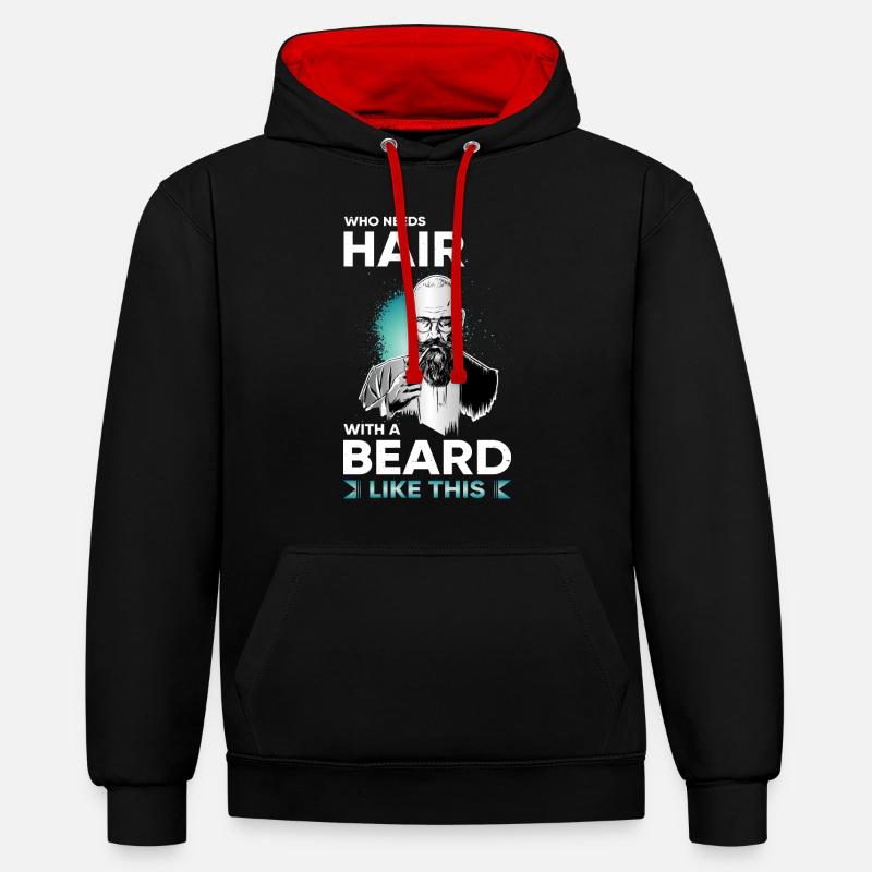Bart Bartträger Gesichtsbehaarung Vollbart Spruch - Kontrast-Hoodie - Schwarz/Rot