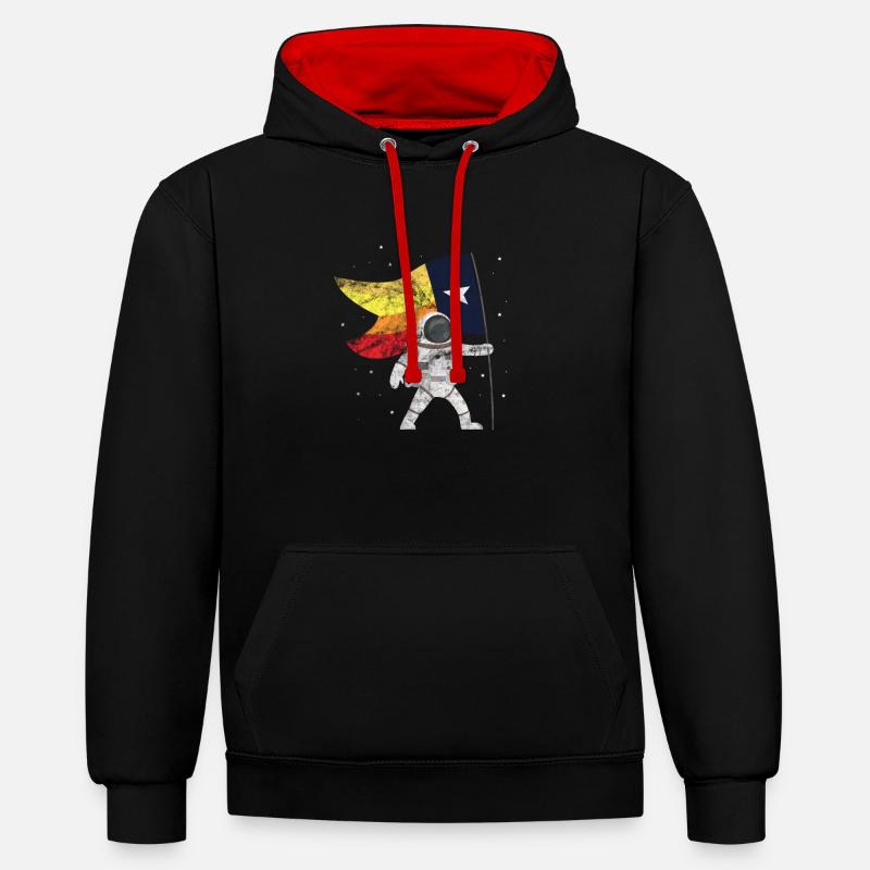 L'astronaute Houston - Sweat à capuche contrasté - noir/rouge