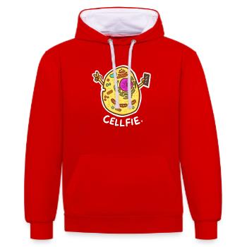 Cell-Fie Funny Science Biology - Sweat à capuche contrasté - rouge/blanc - Devant - Liana (172cm) & Jaron (178cm)