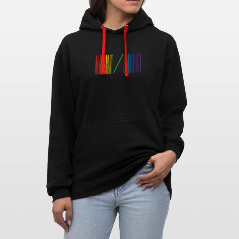Be Different Gay Pride Barcode Strichcode Rainbow Kontrast-Hoodie