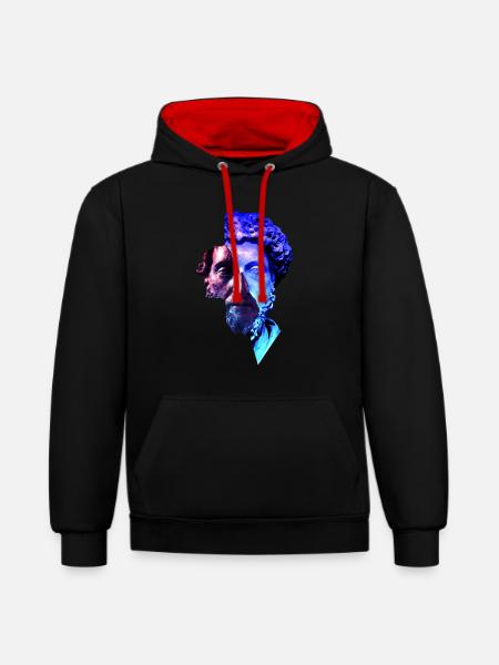 Stoicyzm Marcus Aurelius Purple Uniwersum Artwork - Kontrastowa bluza - czarny/czerwony