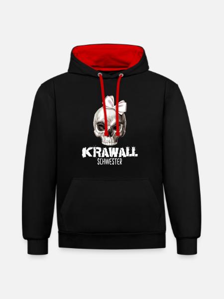 Krawallschwester - Kontrast-Hoodie - Schwarz/Rot