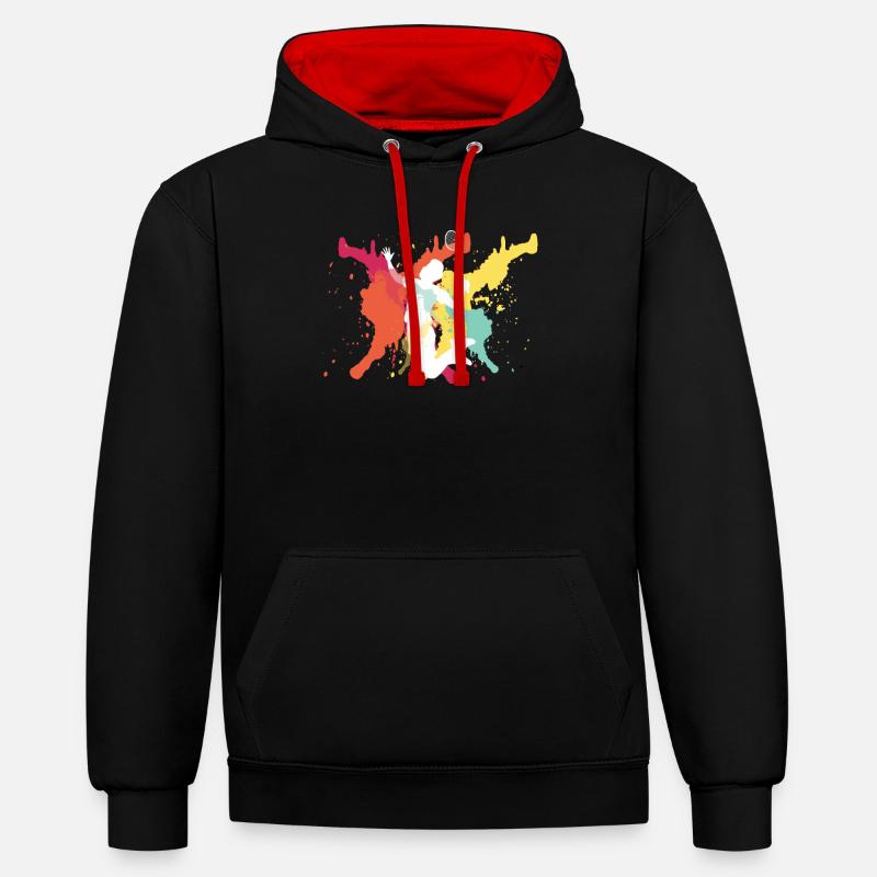 Joueur de badminton - Sweat à capuche contrasté - noir/rouge