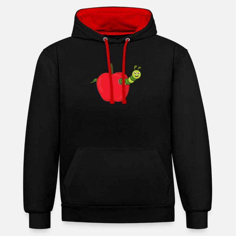 Pomme avec chenille - Sweat à capuche contrasté - noir/rouge